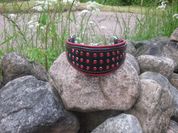 4cm brett halsband med röda stenar.